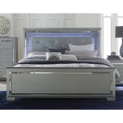 Allura Eastern King Bed, LED Lighting - Silver